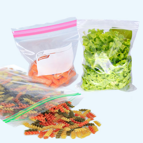 Food bags with built-in zipper 
<br>profile for the bag opening and closing.