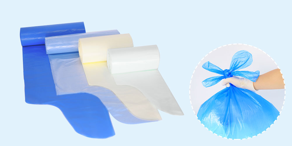 Garbage bag type with four ends for tying