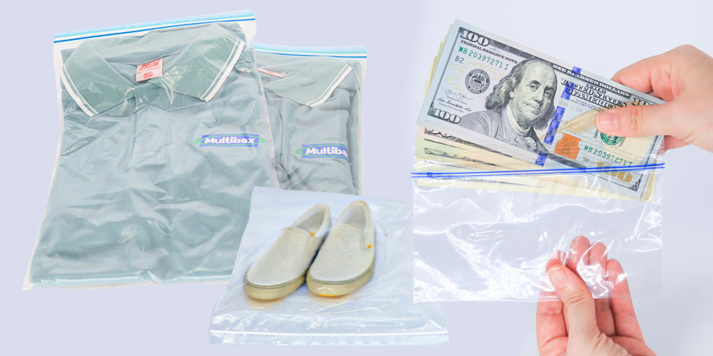 A versatile zippered bag 
<br>used to keep the banknotes, clothing, shoes and more.